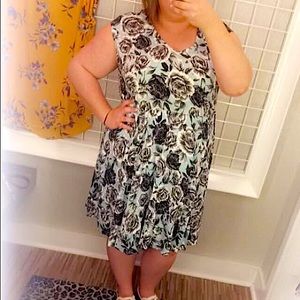 Torrid Baby Blue Dress w/ Black & White Floral